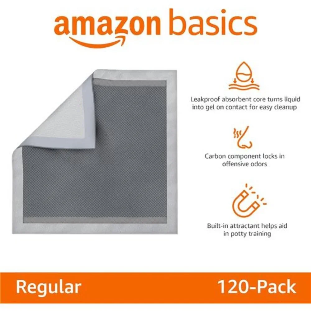 Leak-Proof Puppy Training Pads, Odor Control, Quick-Dry Surface,Regular,120-Pack